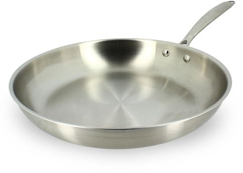 MENASTYL - Padella Triply 32 cm in acciaio inox - Made in France - Compatibile con tutti i piani cottura inclusa induzione - 6020488