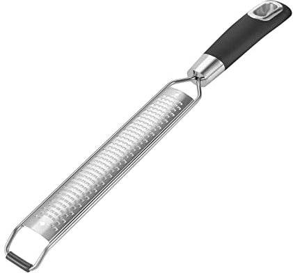 Royal Cuisine Stainless Steel Cheese Grater with Handle & Shredder, Manual Grater for Parmesan, Gingers, Garlic, Lemon Zester (Long)