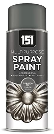 AlezyB - 12 x Metallic Gun Metal Grey Spray Paint 400ml - 151 Aerosol Spray for Metal and Wooden Furniture, Ornaments for Multi-Purpose Use and Decorative Items and Much More for Interior & Exterior