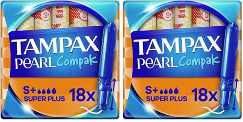 Tampax Compak Perla tampones con aplicador Super Plus, 18 unidades (Paquete de 2)