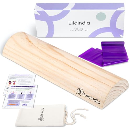 Lilaindia - Tronco Propiocepcion Suelo Pelvico - Tronco Propioceptivo con Funda y Banda Elastica - Tronco Madera Suelo Pelvico - Tronco Metodo 5p - Tronco Eutonia - Incluye Manual de Ejercicios