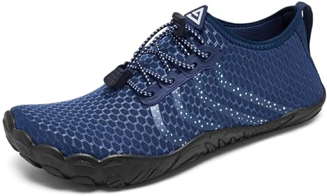 Racqua Men Water Shoes Quick Dry Beach Surfing Non-Slip Swim Pool Shoes Kayaking Lake Sport Barefoot Aqua Shoes Navy 13 Women/12 Men