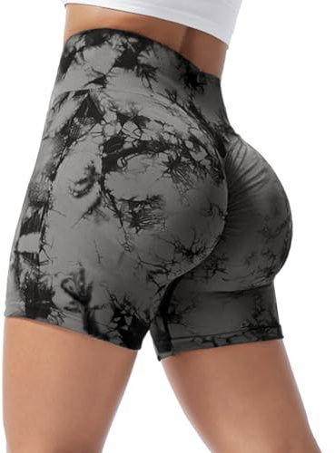 Lishang Pantalones Cortos Mujer Short Deportivo Leggings Push Up Cortos Mallas Cortas Deporte Cintura Alta Mallas Correr Sin Costuras Opaco Booty Butt Scrunch Leggins para Yoga Fitness Running