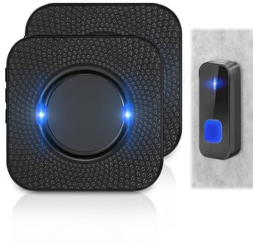 Idota Campanello Senza Fili con 2 Ricevitore, 300M grande Distanza Campanello Wireless con 5 Volumi Selezionabili, 55 Suonerie(1 in 2)