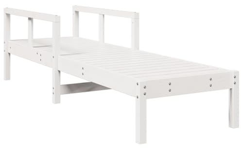 vidaXL Tumbona, Tumbona con Respaldo, Tumbona Exterior de Listones, Mueble Asiento para Piscina Patio Jardín, Madera Maciza de Pino Blanco
