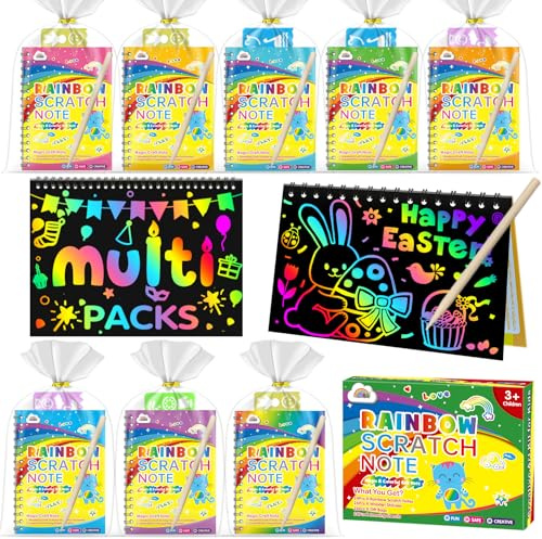 ZMLM 36 Pack Scratch Art Party Favors: Birthday Party Favors for Kids 4-8, Bulk Rainbow Scratch Notebook Paper Pads, Goodie Bags Stuffers Girls Boys Classroom Gifts Crafts Toys Easter Basket Stuffers