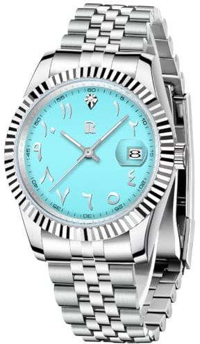TAYSHILEY Herrenuhren 39 mm Automatik Edelstahl Mechanische Armbanduhr für Männer Arabische Ziffern Zifferblatt Schraubkrone Auto Datum