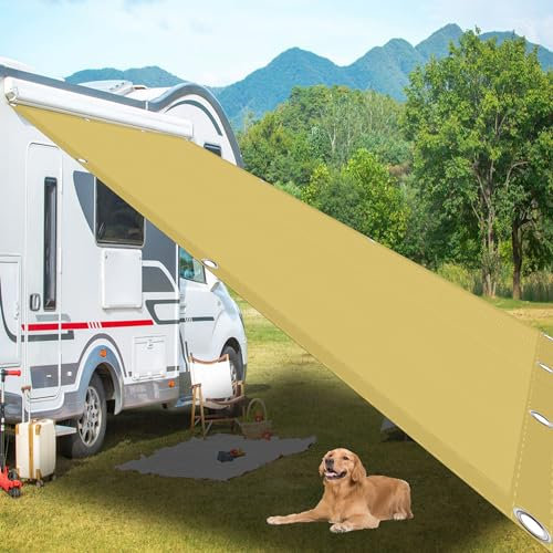 Sonnensegel Wasserdicht Rechteckig 4 x 6.5 m 98% UV Schutz Sonnensegel Nach Mass mit Ösen Und Kordel,PES Polyester für Garten Balkon Terrasse Camping, Creme Farben
