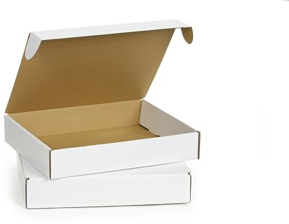 WePack 25 Stück Maxibriefkartons 410x340x75 mm Innenmaß Maxibrief Versand Post Faltschachtel 1-Wellig 400g Weiß Postkarton Versandschachtel Paket Päckchen Versandkarton warensendung