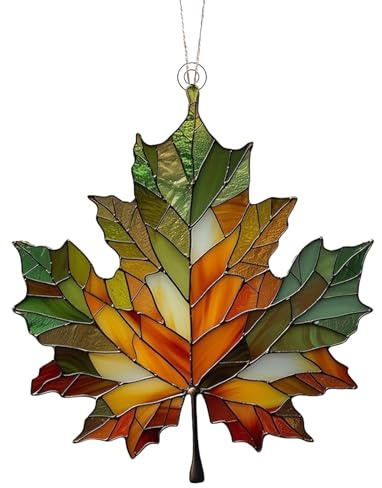 Decoración de ventana de hojas de otoño | acrílico de hojas de arce