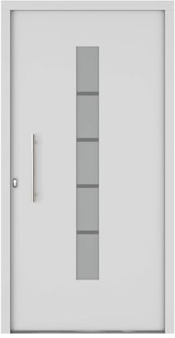 HORI Haustür Eingangstür Aluminium Kunststoff Komplettset | Haus Eingangstür mit 5-fach Verriegelung | Anthrazit oder Weiß | Wärmeschutzglas | I Farbe: Weiß I DIN Links I Modell: Chain I 210 x 100 cm