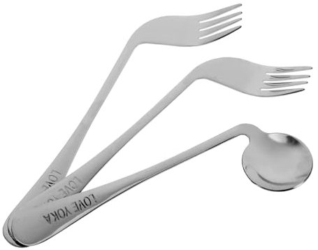 NOLITOY Cuillère Coudée Pour Aide Alimentaire Fourchette Courbée Pratique Pour Personnes Âgées Et Patients