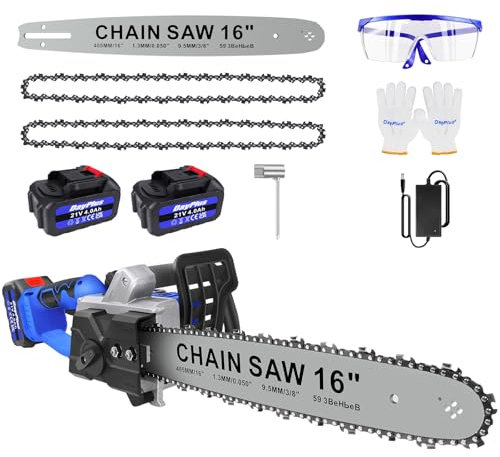 16 Inch Electric Petrol Chainsaw with Fuel Tank, Auto Chain Lubrication, Handheld Cordless Chainsaws for Tree Wood Branch Cutting, Tree Trimming, Land Clearing, Farm Garden Ranch Forest Cutting Use