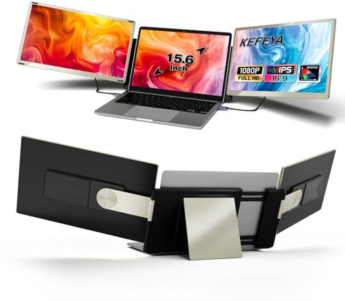 KEFEYA 15.6” Monitor Portatil con Power Bank 120% sRGB Pantalla Portatil FHD 1080P Laptop Screen Extender Plug and Play Compatible Mac (M1-M4), Windows, Chrome para 13-17 Laptop