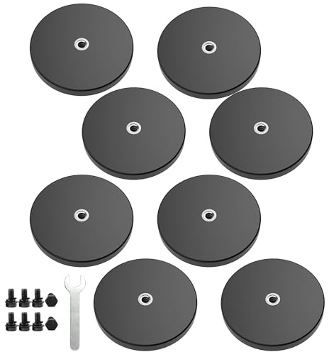 Magnetpro 8 Stück Gummierte Magnete Ø66 mm 30 KG Haftkraft Anti-Rutsch | Magnetischer Montagesockel, Für Lichtleisten und Spiegel, Außenbereich