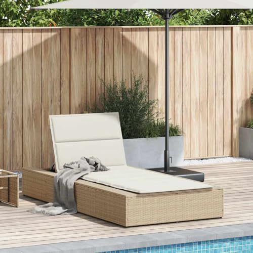 Eleganz Lettino prendisole in rattan PE con cuscino sospeso, beige, acciaio verniciato a polvere, perfetto per letti da giardino, durevole ed elegante