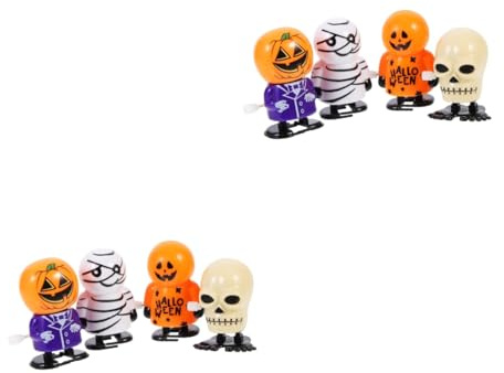 BESTonZON 8 Pcs Halloween Themed Wind Up Funny Clockwork Pumpkin Skeleton Figures Safe Smooth Prank for Party Fun