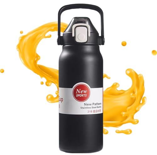Gourdes Isothermes | Cruche Hydratante En Acier Inoxydable | Cruche Avec Tasse Portable 1300ml Étanche Pour Camping Sports Extérieurs Voyages Hydratation Quotidienne Travail Et Salle De Sport
