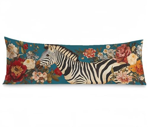 Kissenbezug 40 x 120 Seitenschläferkissen Bezug Nordeuropa Kissenbezug Zebra Kissen seitenschläfer Samt Verbessern Sie Schlafqualität Pillow Case, Doppelseitig Drucken für Sofa Schlafzimmer, Model24