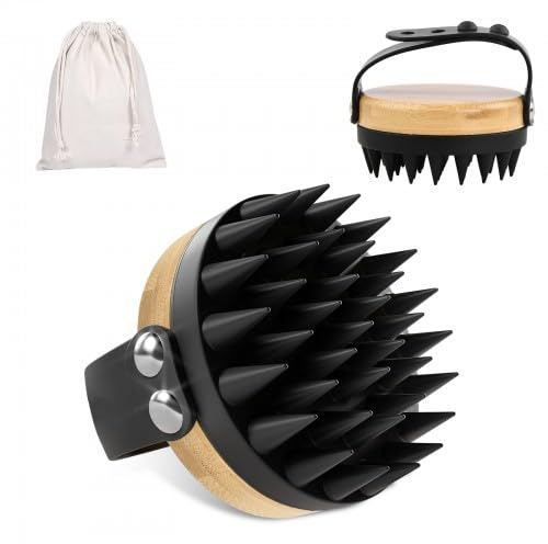 Brosse de Massage pour le Cuir Chevelu - Brosse à Shampoing en Silicone Souple, Idéale pour Nettoyer, Masser et Réparer, Favorise la Pousse des Cheveux - Noire