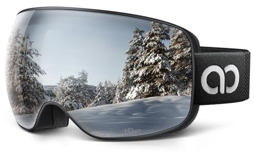 Lamicall Ski Goggles with Ultra HD Lens - 100% UV Protection, 3X Anti-Fog & OTG Design, for Men & Women, Gifts for Skiing, Snowboarding, Snowmobile