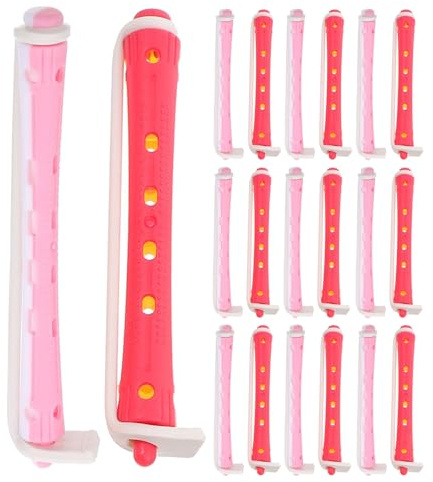 FRCOLOR 24pcs Plastic Perm Rods - No Heat Curling Rods Set Dual-color Hair Styling Tools for Short Hair Cold Perm Rollers for Salon And Home Use
