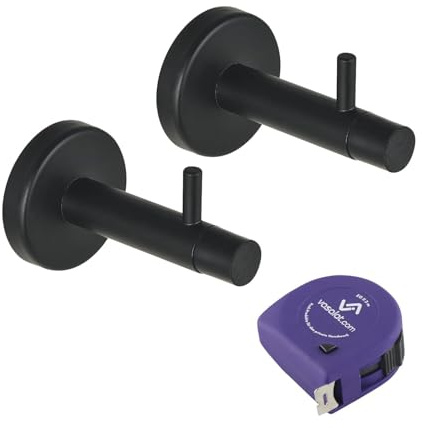 vasalat Türstopper Wand mit Dämpfer - Tür Stopper Wand mit Gummipuffer und Haken ø 14mm, Länge 82mm, Türpuffer zum Schutz von Wand & Tür, schwarz - 2 Stück