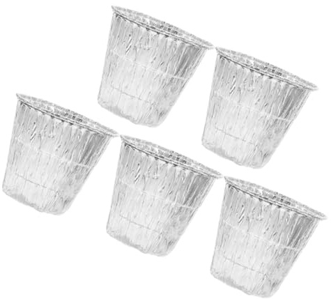 OSALADI Bandejas de Aluminio Desechables para Parrilla 5 Piezas, Revestimientos Resistentes a Fugas para Cubo de Grasa 830 Ml, Accesorio para Asar al Aire Libre y Cocina Patio