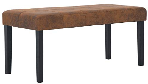 Mhdvray Sitzbank 106 cm Wildlederoptik Truhenbank mit Holzrahmen Braun Modernes Design Robust und Langlebig für Flur Wohnzimmer Schlafzimmer Balkon