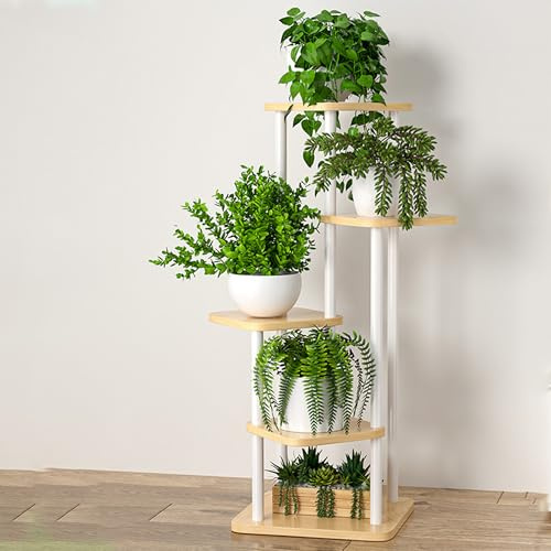 WDEC Soporte para Flores de 5 Niveles, Soporte para Plantas de Interio, Soporte para Plantas Blanco Estante, Interior y Exterior, Varios Pisos, Estantería para Plantas, Exhibición para Patio