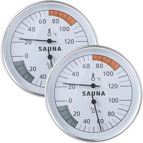 Termómetro higrómetro 2 en 1 para sauna, termómetro e higrómetro para sauna, medidor de humedad y temperatura, 2 unidades, esfera fácil de leer