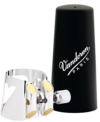 Vandoren LC02P Optimum Blattschraube und Kunststoffkappe für Eb-Klarinette versilbert mit 3 austauschbaren Druckplatten