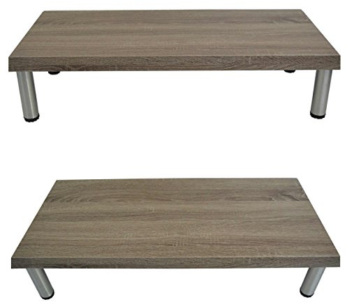 TV alzata in legno con base in acciaio inox 2 taglie + 3 decorazioni a scelta Rack LED, nuovo 65 Trüffel Eiche