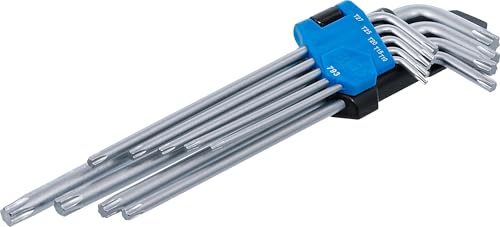 BGS 793 | Winkelschlüssel-Satz | extra lang | T-Profil (für Torx) | 9-tlg. | Größen T10 - T50 | im Klapphalter | Chrom-Vanadium-Stahl (S2) | lange Seite 90 - 225 mm