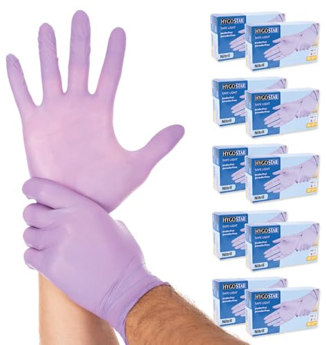 FRANZ MENSCH 1000x Hygostar Einweghandschuhe Safe Light, Einmalhandschuhe Größe S, reißfeste Nitrilhandschuhe, puderfrei, latexfreie Gummihandschuhe, Handschuhe Einweg, Lila in XS, S, M, L, XL & XXL
