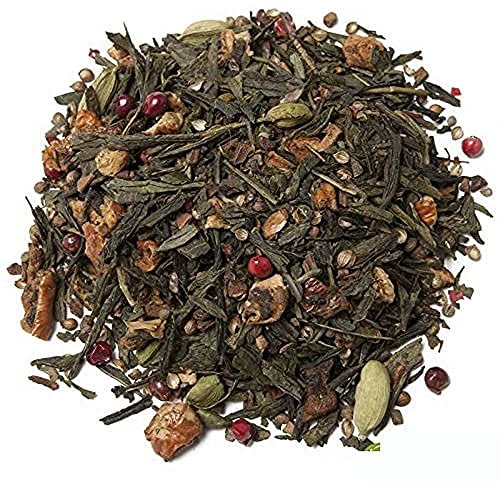 Aromas de Té - Té Verde Arcoiris - Elaborado con Ingredientes Naturales - Con Cardamomo, Canela, Trozos de Manzana, Rodajas de Naranja, Cilantro, Clavo y Pimienta Rosa -50 gr