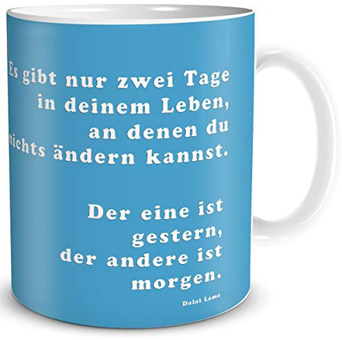 TRIOSK Tasse Pusteblume mit Spruch lustig Tage im Leben Morgen Geschenk Blumen für Frauen Freundin Kollegin Geburtstag Türkis