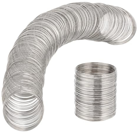 BENECREAT 300 Loops 22 Guage Stahlgedächtnisdraht, 0,02 Zoll (0,6 mm) dick, 2 Zoll (55 mm) starrer Stahl-Armband-Armband-Schmucksachen, die Draht für Wire Wrap DIY Schmuckherstellung bördeln