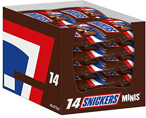 Snickers Schokoriegel | Minis, Erdnüsse | 20 Packungen in einer Box (20 x 275 g)