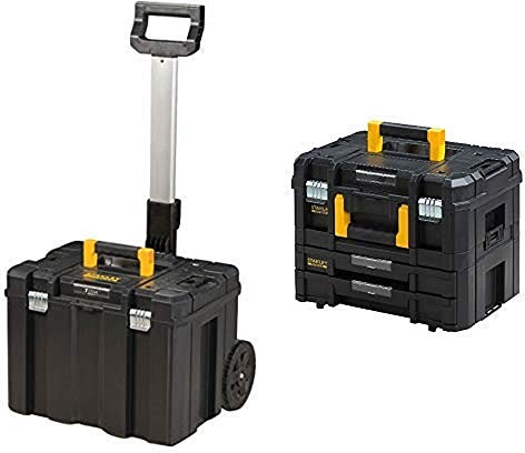 Stanley FMST1-75753 SERVANTE MOBILE TSTAK FATMAX, Noir + FMST1-71981 KIT 2 MALLETTES MODULABLE TSTAK, Noir
