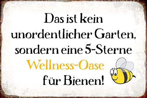 Schatzmix Spruch 5-Sterne Wellness-Oase Für Bienen Metallschild 20x30 tin Sign Blechschild, Blech, Mehrfarbig, 20x30 cm