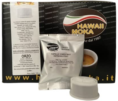 Orzo Capsule per macchine Espresso Point* - Preparato Solubile per Bevanda al Gusto di Orzo - Torrefazione Hawaiimoka - 50 pezzi