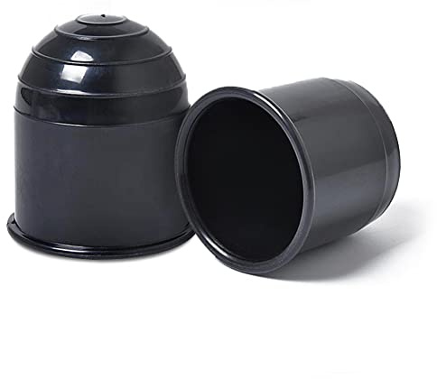 YUIP 2 pcs Tow Ball Cover Black, Universal 50mm Tow Bar Ball Cover Cap Towing Hitch Caravan Trailer, Cap Plastic Trailer Hitch Cover Perfect for Trailer Truck Caravan (Plastic)