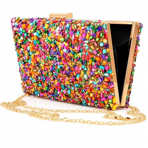 la monsita Bolso cartera de fiesta multicolor con cadena