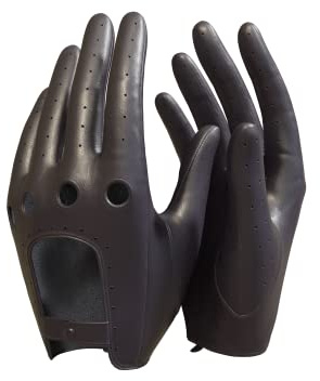 MGGMOKAY Women's Leather Driving Gloves Touchscreen Thin Soft sheepskin Motorcycle Riding Gloves Unlined,Brown,L