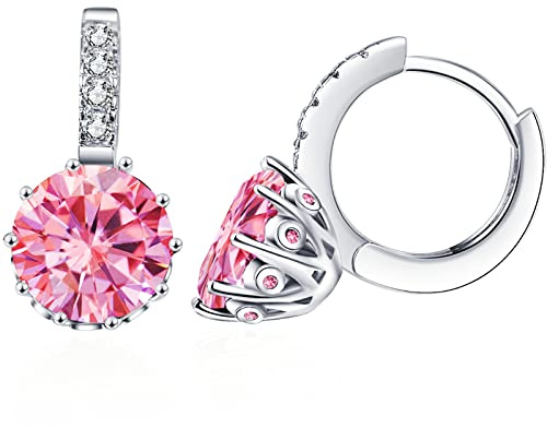 VONSSY Ohrringe aus Kristall weißgold für Damen | Zirkon Edelstein Creolen | Brisur Tropfen Ohrringe | Schmuck Geschenk für Frau Freundin