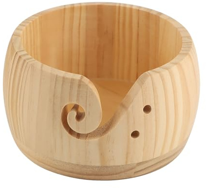 Faderr Cuenco de bambú para tejer, cuenco de hilo de madera para tejer de lana, soporte de hilo hecho a mano, organizador de tejido de madera para el hogar DIY ganchillo y tejer