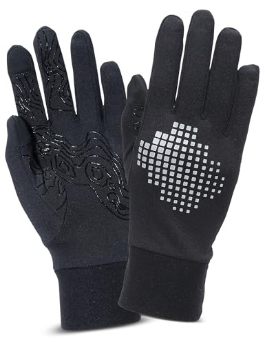 TrailHeads Handschuhe Herren Laufen | Leichte Touchscreen Handschuhe - Schwarz/reflektierend (groß)