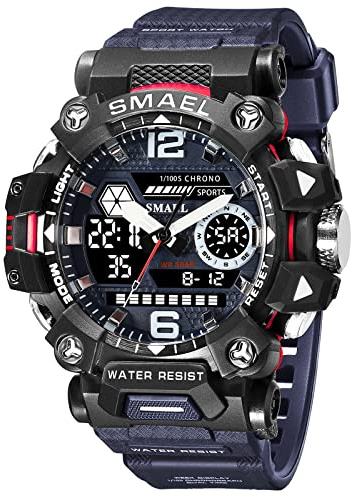SMAEL Montre Militaire pour Homme avec LED numérique de Plein air, Montre de Poignet Tactique pour l'armée, Montres de Sport étanches pour Hommes 8072