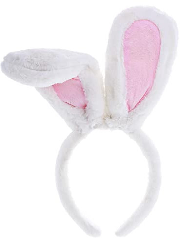 Sibba Kaninchen Ohren Stirnband Plüsch Hase Hasenohren Haarreif für Weihnachten Osterhasen Hüte Kostüm Zubehör Bunny Ear Haarband Haarbänder Frauen Erwachsene Karneval Party (Weiß Dicke)